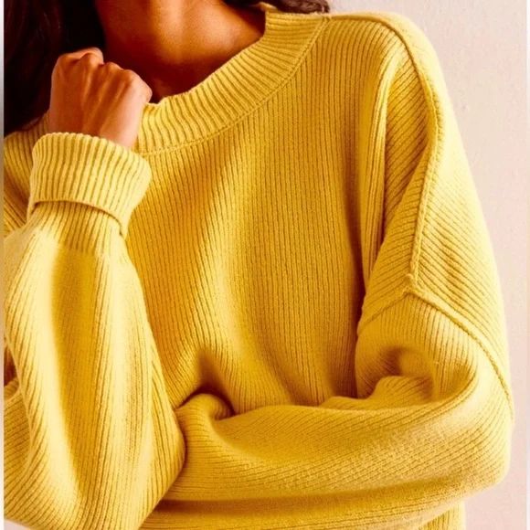 Free People Easy Street Crop Mock Neck Pullover Oversized Sweater | Size Small - Picture 3 of 8